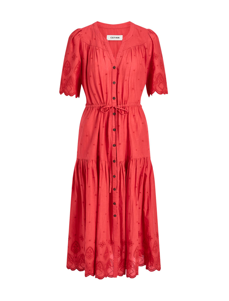 Nicole Organic Cotton Maxi Dress - Coral