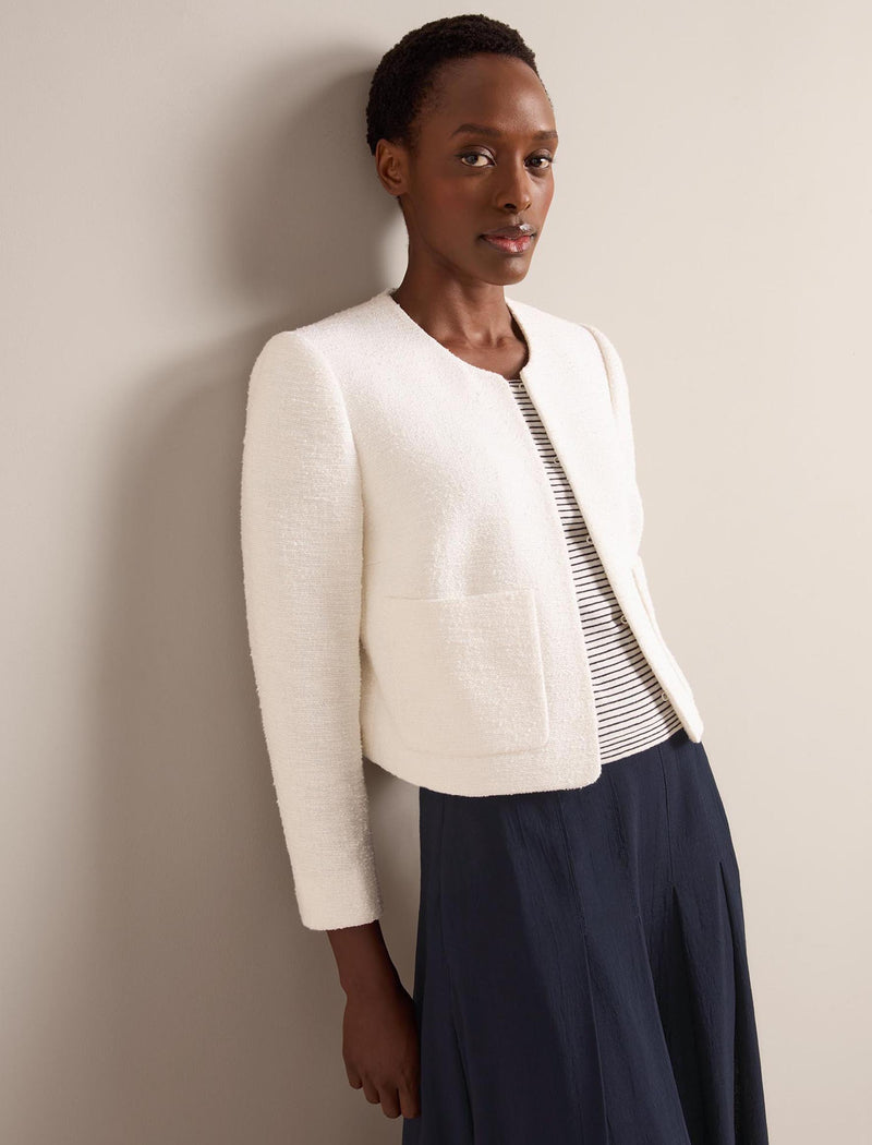Juno Organic Cotton Bouclé Jacket - Ecru