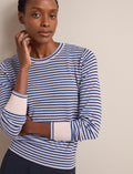 Jodi Cotton Blend Jumper - Navy Mid Blue Beige