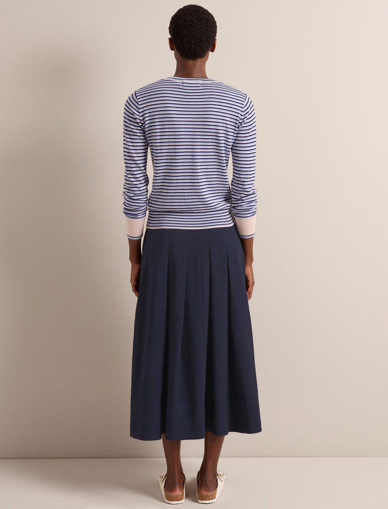 Jodi Cotton Blend Jumper - Navy Mid Blue Beige
