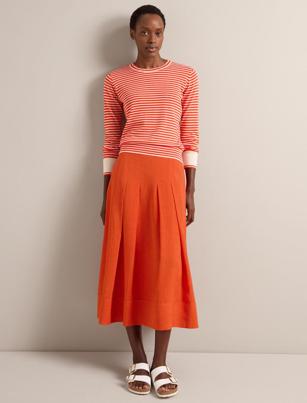 Jodi Cotton Blend Jumper - Red Orange Cream Stripe