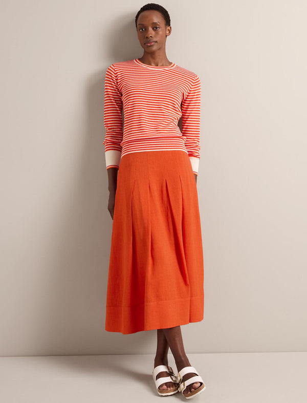 Jodi Cotton Blend Jumper - Red Orange Cream Stripe