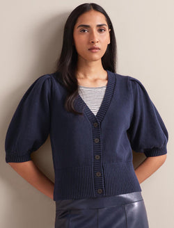 Amalie Linen Blend Cardigan - Navy