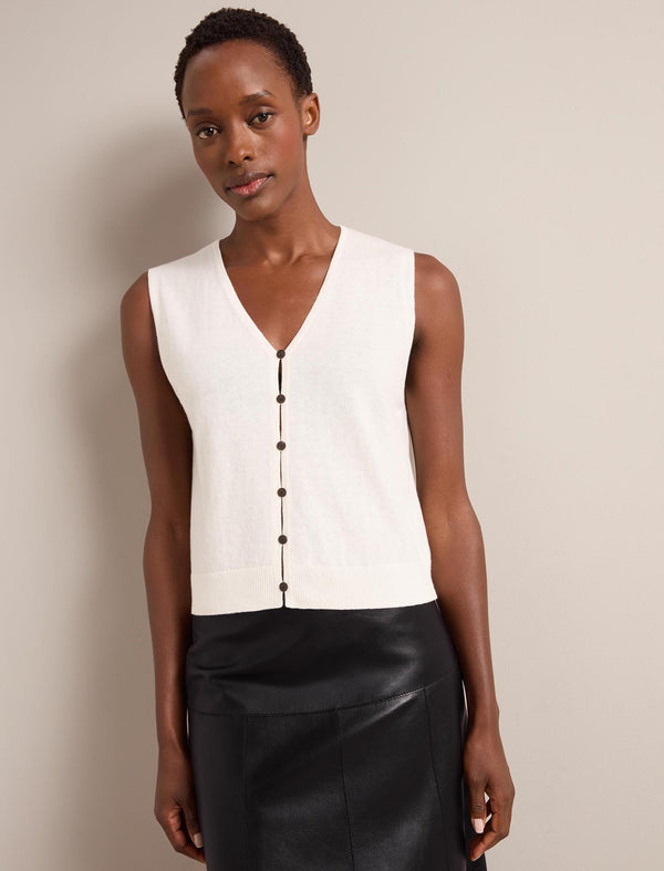Vinnie Cotton Blend Vest - Ivory