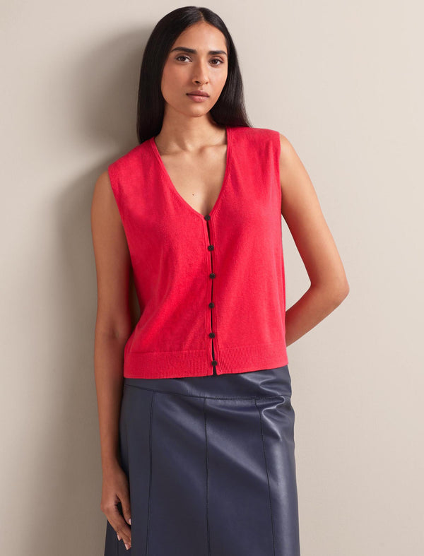 Vinnie Cotton Blend Vest - Vermillion Red