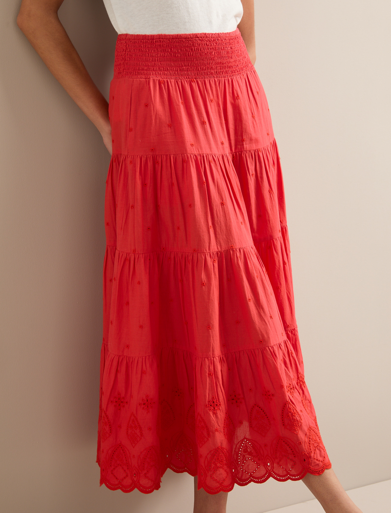Kira Organic Cotton Skirt - Coral