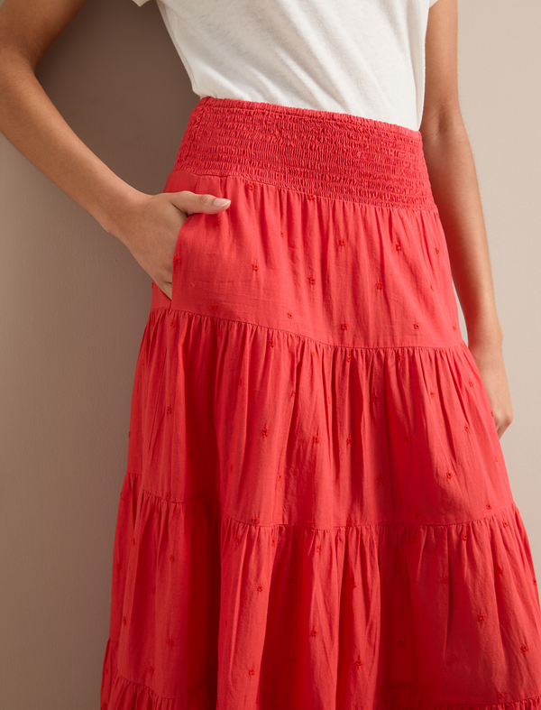 Kira Organic Cotton Skirt - Coral