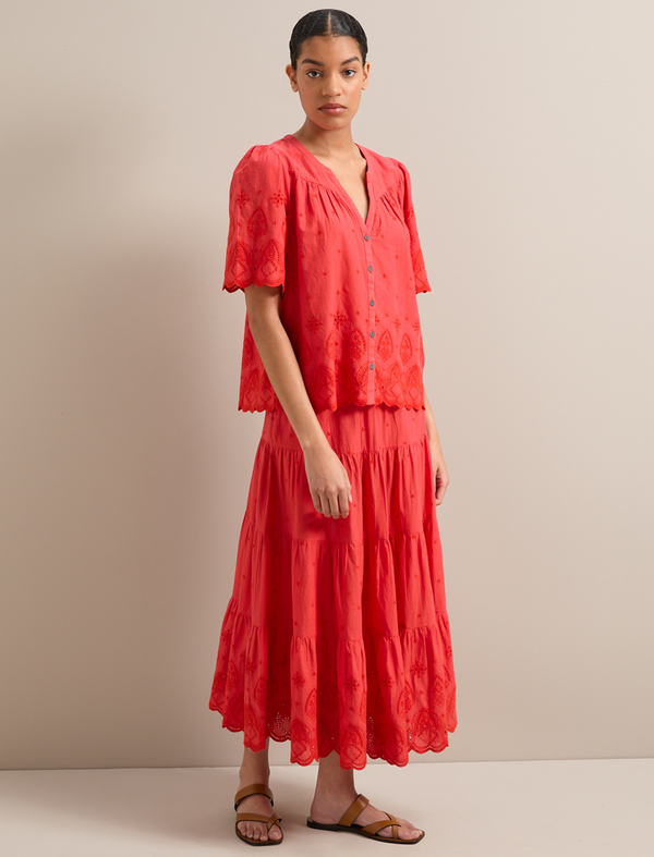 Kira Organic Cotton Skirt - Coral