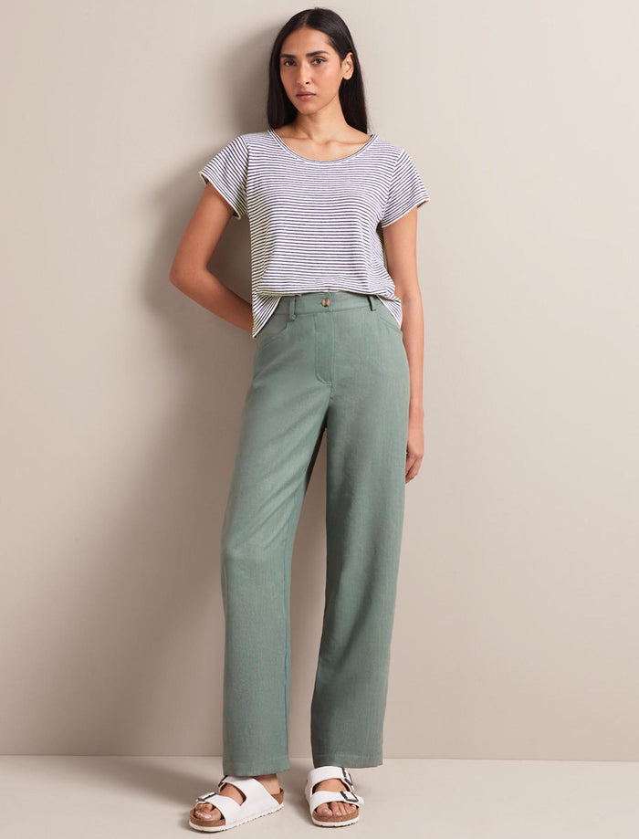 cefinn Hudson Techni Linen Trouser - Sage Green Trouser