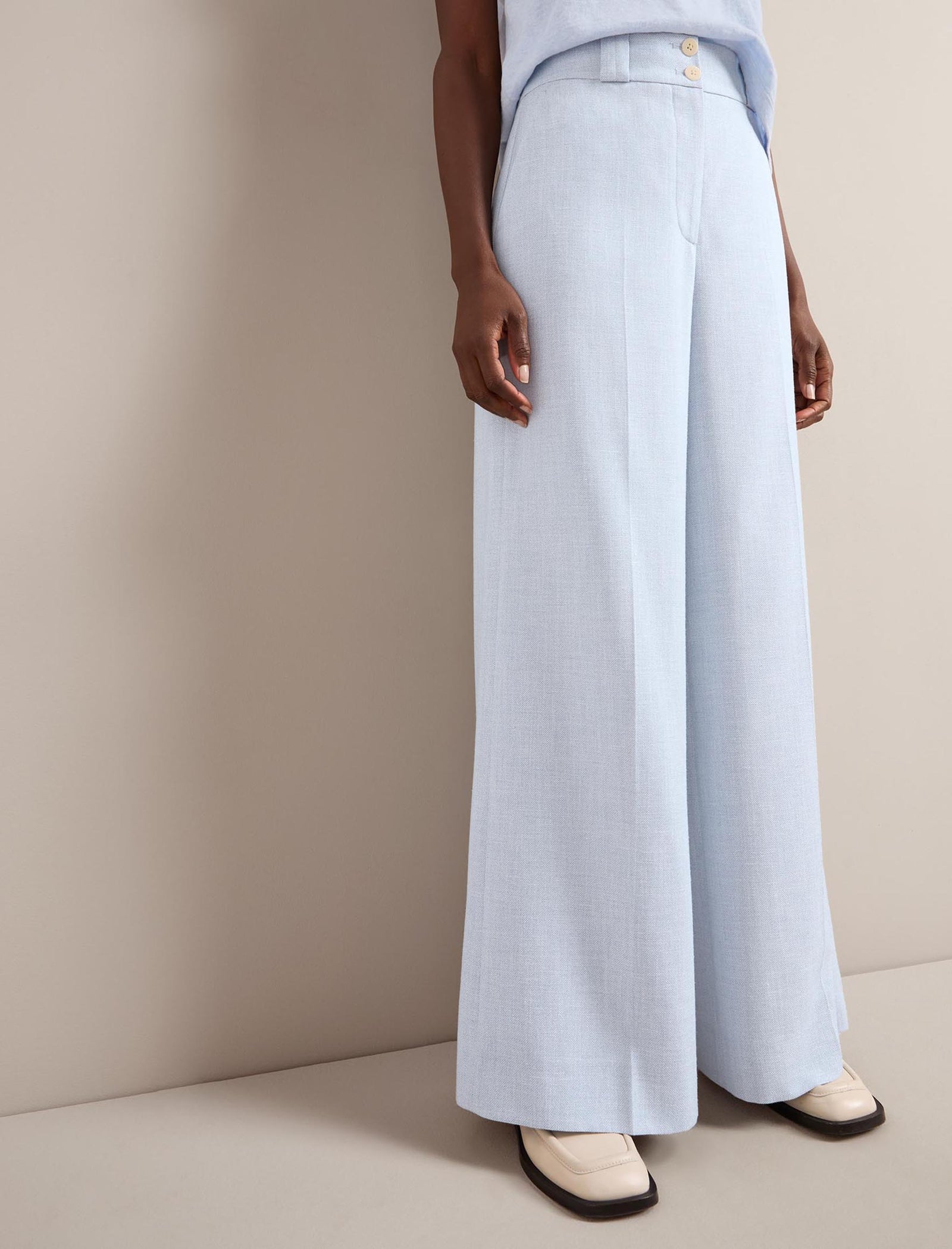 Tyler Linen Blend Trouser - Pale Blue Tyler Linen Blend Trouser - Pale Blue