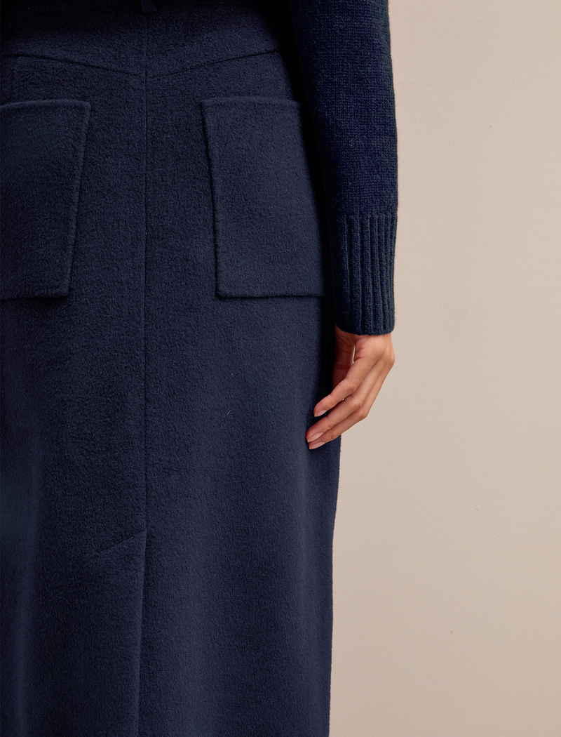 Shona Wool Skirt - Navy