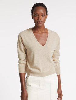 Joely Cashmere Curved Hem Boxy Jumper - Sand