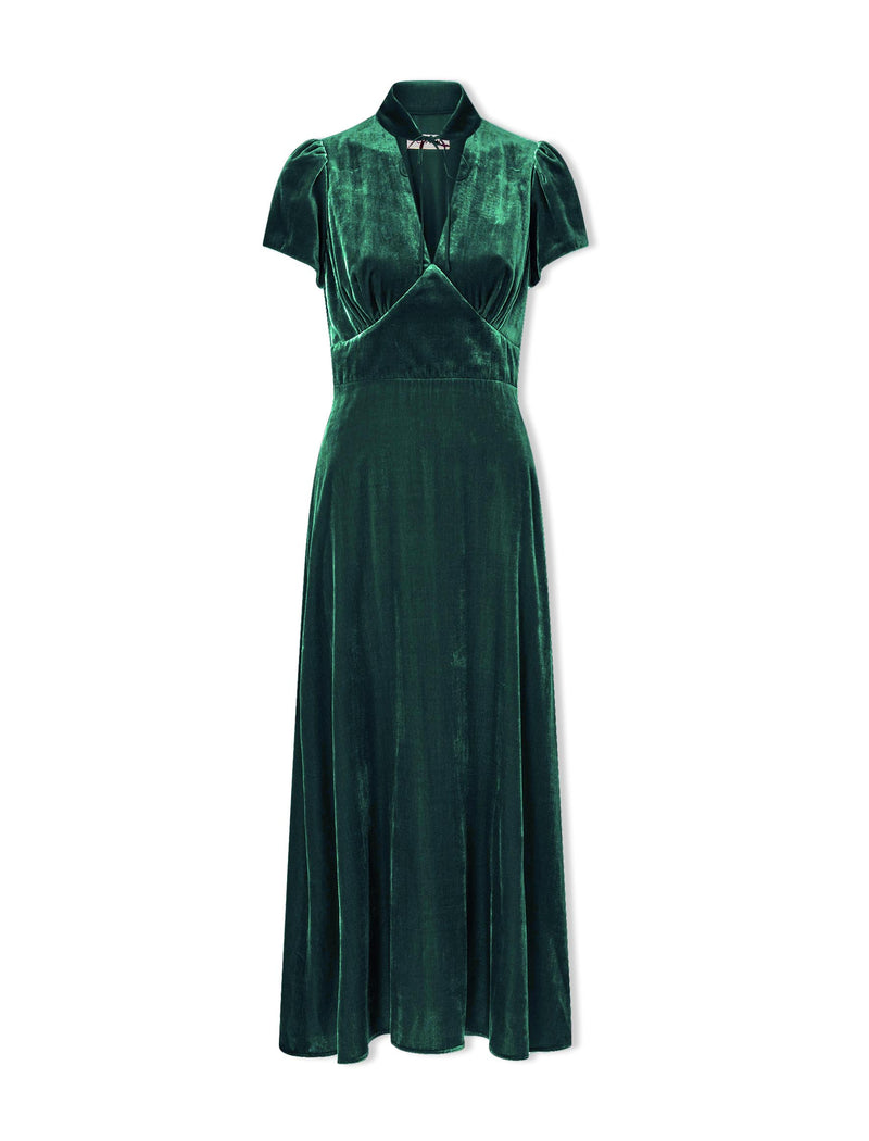 Jacquetta Velvet Maxi Dress - Green