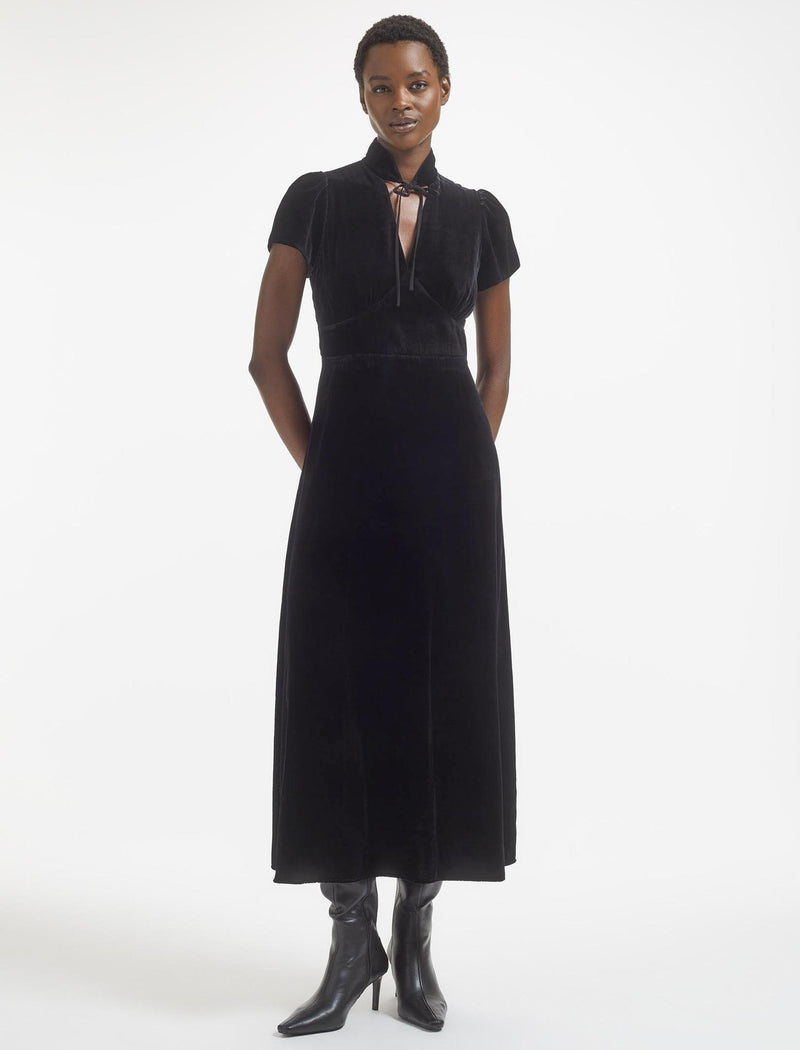 Jacquetta Velvet Maxi Dress - Black