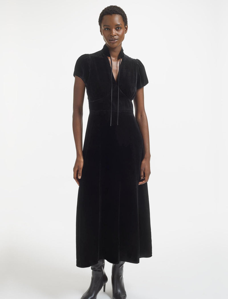 Jacquetta Velvet Maxi Dress - Black