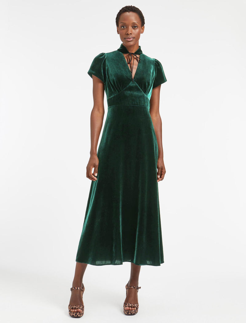 Jacquetta Velvet Maxi Dress - Green