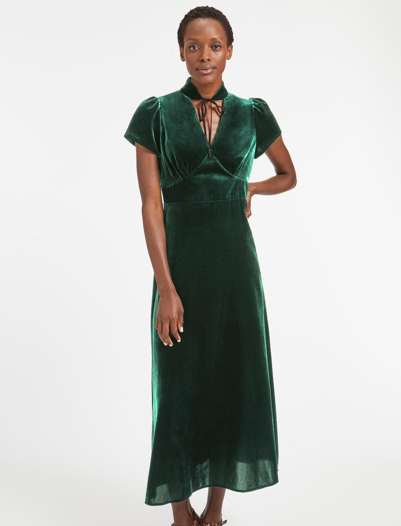 Jacquetta Velvet Maxi Dress - Green