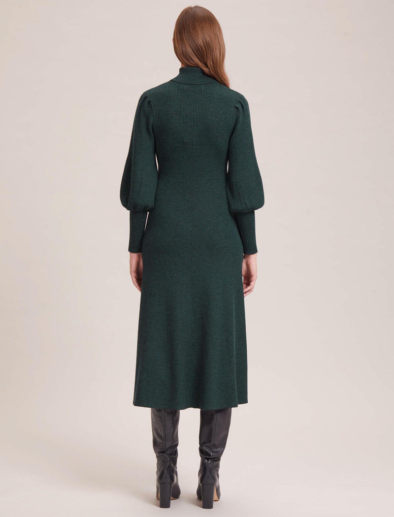 Eva Merino Wool Roll Neck Dress - Dark Green