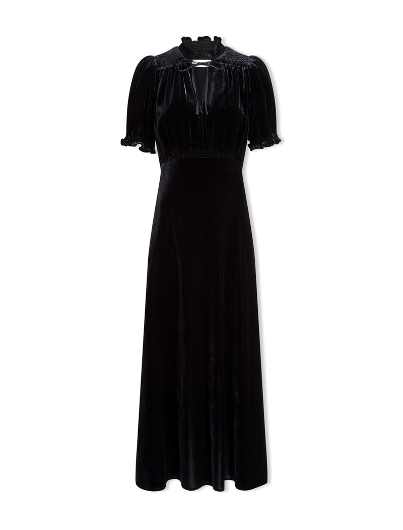 Irina Bias Cut Velvet Maxi Dress - Black