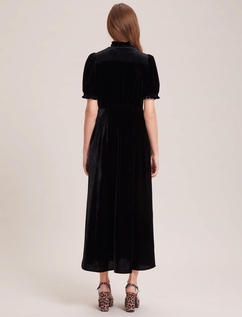 Irina Bias Cut Velvet Maxi Dress - Black