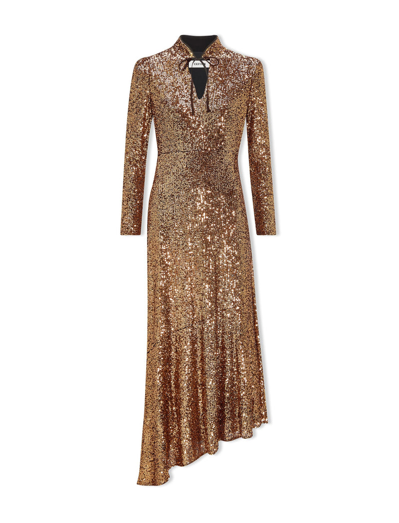 Jacquetta Sequin Maxi Dress - Gold