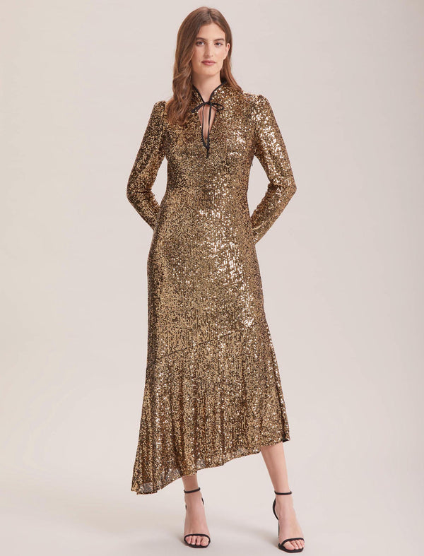 Jacquetta Sequin Maxi Dress - Gold