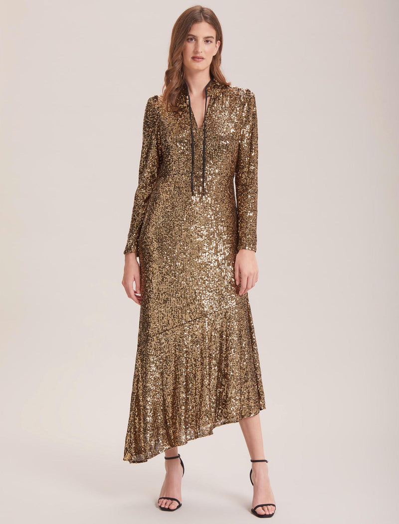 Jacquetta Sequin Maxi Dress - Gold