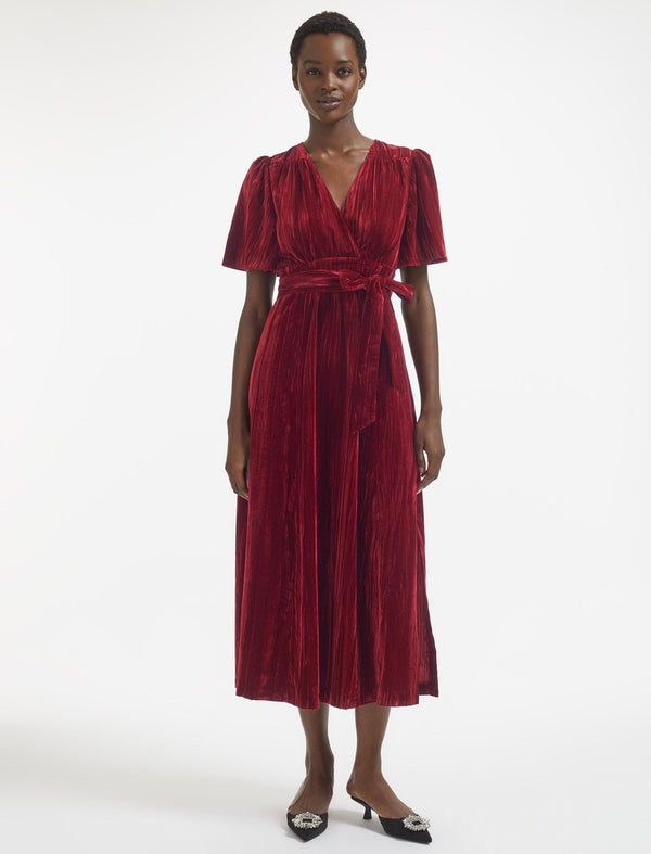 Gina Velvet Maxi Dress - Red