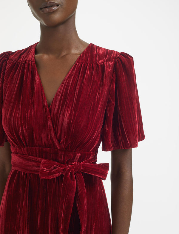 Gina Velvet Maxi Dress - Red