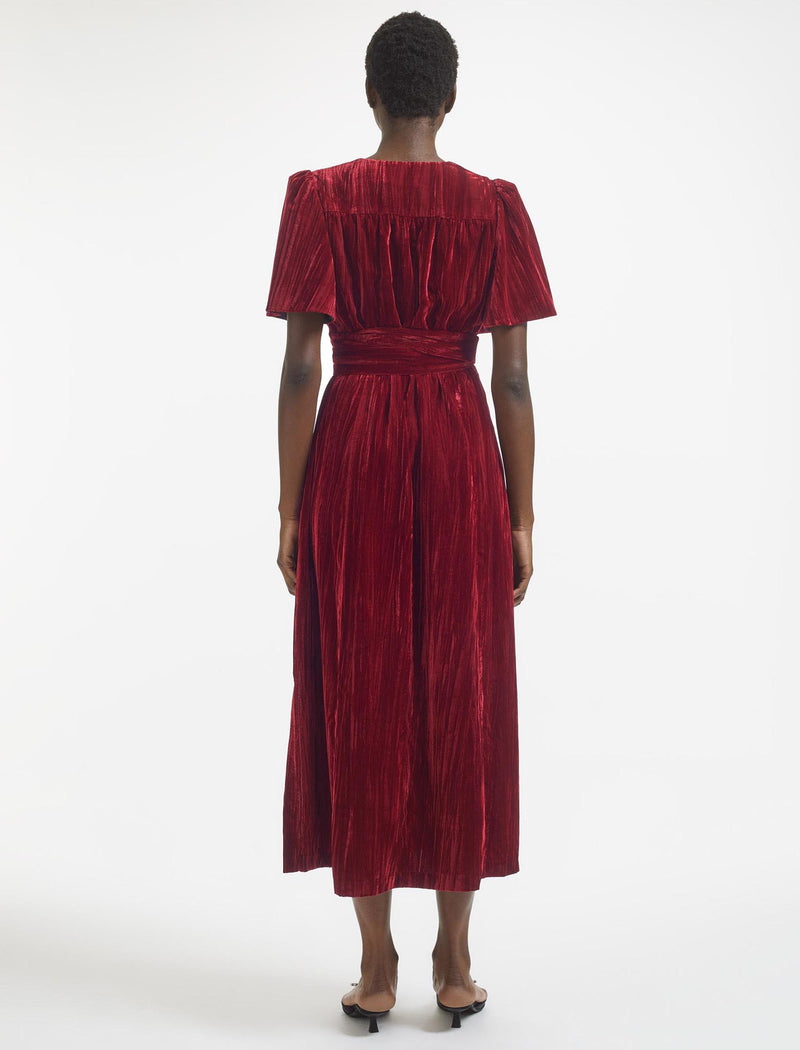 Gina Velvet Maxi Dress - Red