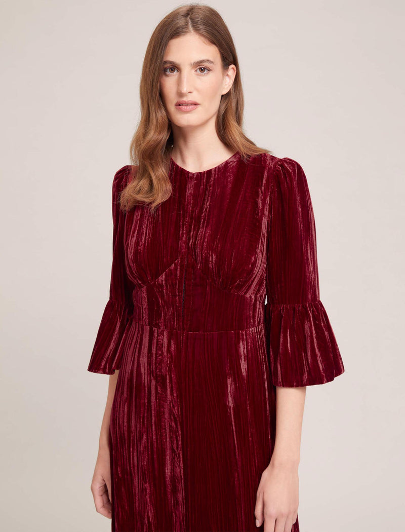 Daphne Velvet Maxi Dress - Red