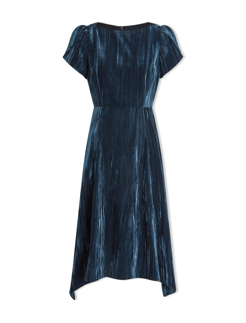 Emily Velvet Midi Dress - Dark Blue