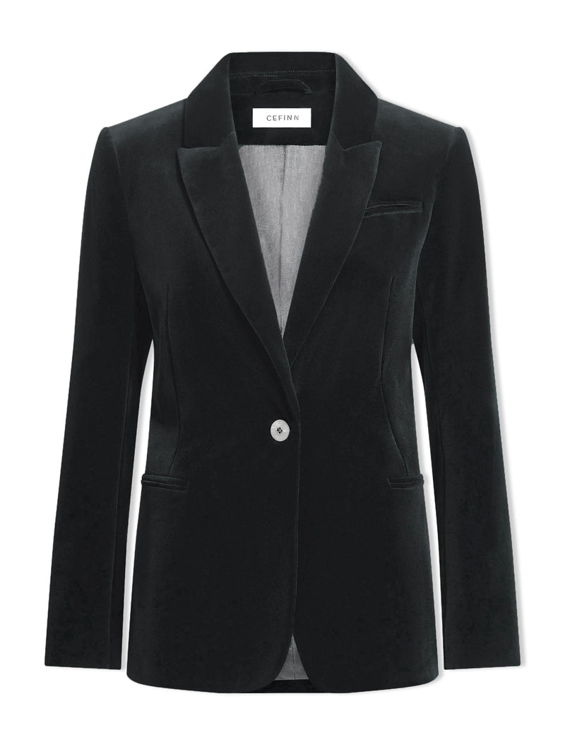 Jamie Velvet Blazer - Black