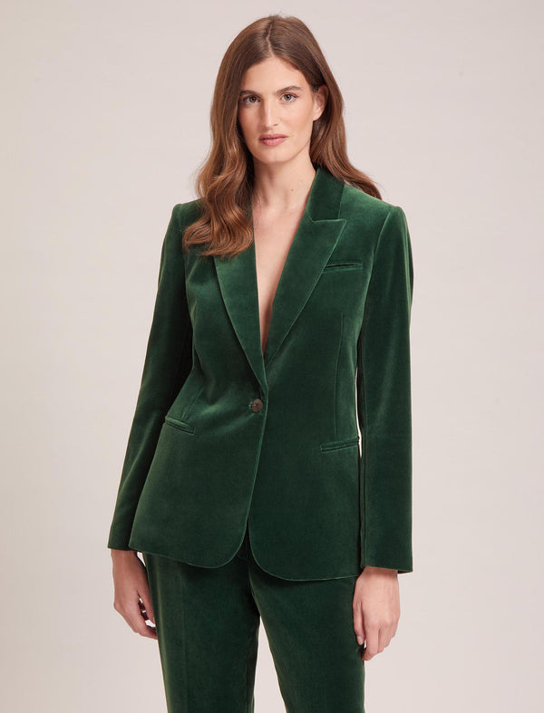 Jamie Velvet Blazer - Forest Green