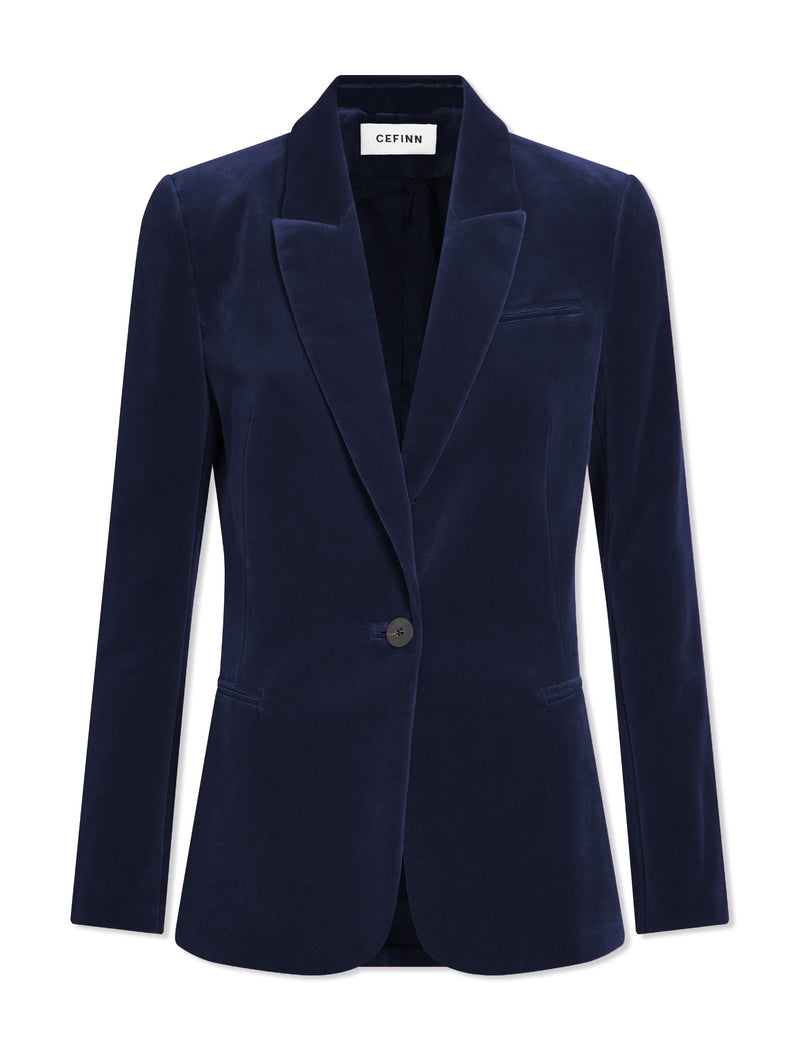 Jamie Velvet Blazer - Navy