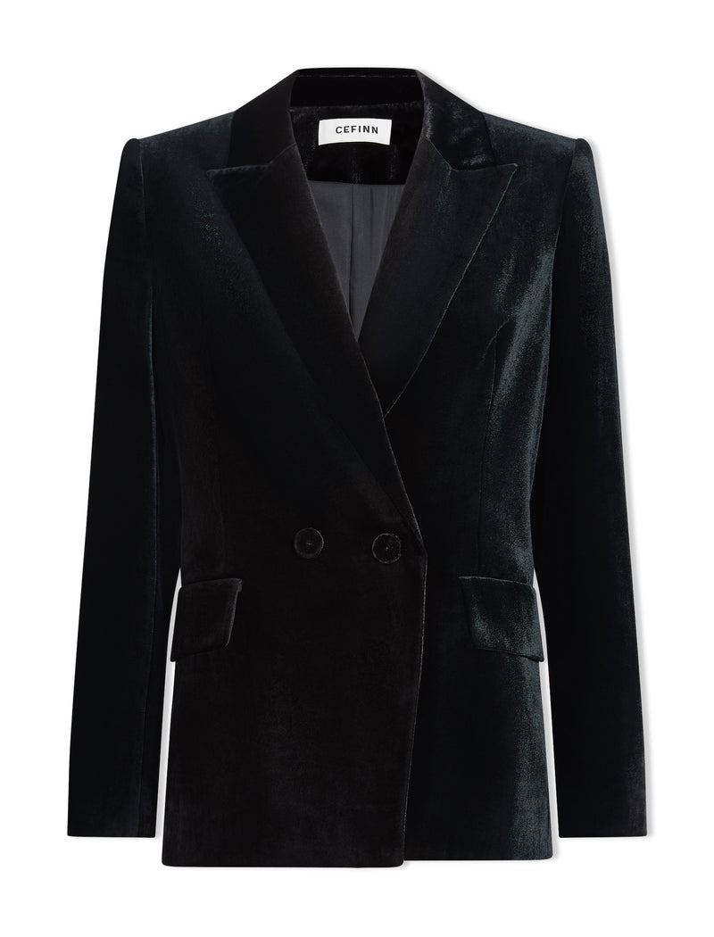 Ronson Relaxed Velvet Blazer - Black