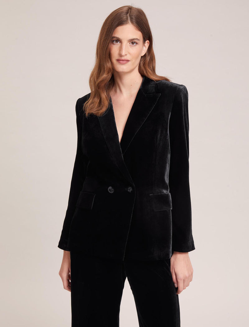 Ronson Relaxed Velvet Blazer - Black