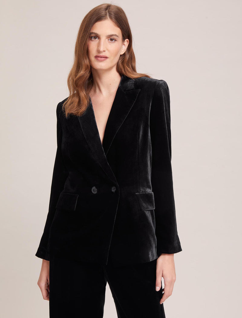 Ronson Relaxed Velvet Blazer - Black