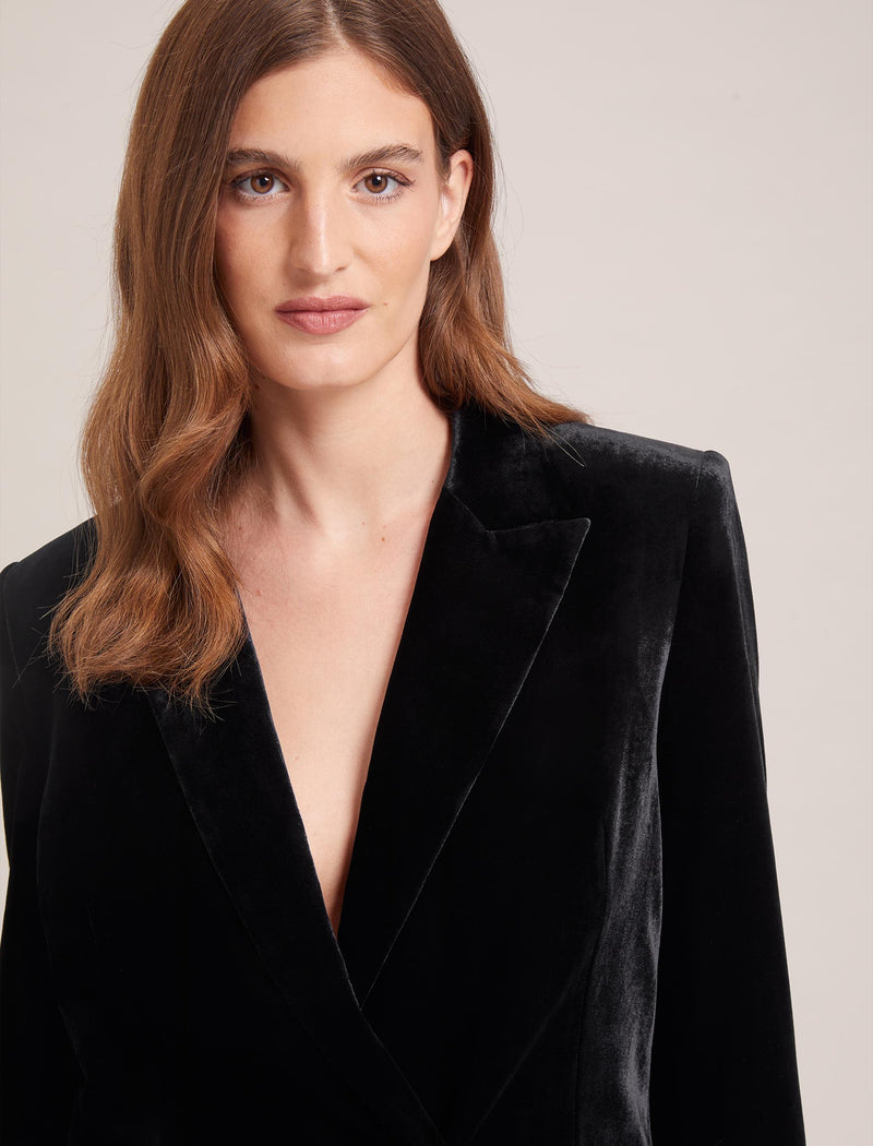 Ronson Relaxed Velvet Blazer - Black