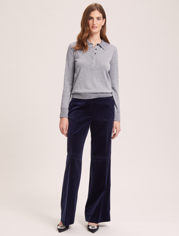 Josie Lurex Collared Jumper - Silver