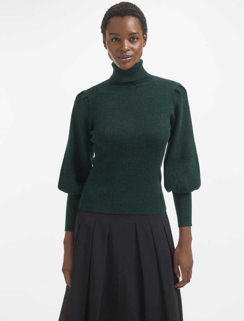 Eva Wool Roll Neck Jumper - Dark Green