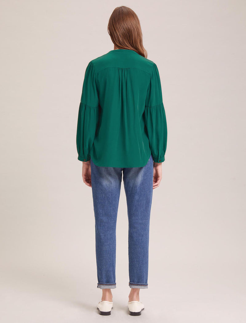 Ella Silk Shirt - Dark Green
