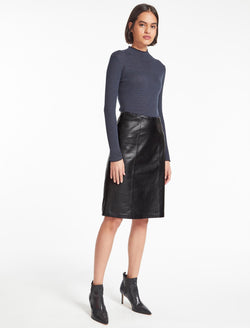 Skye Leather Pencil Skirt - Black