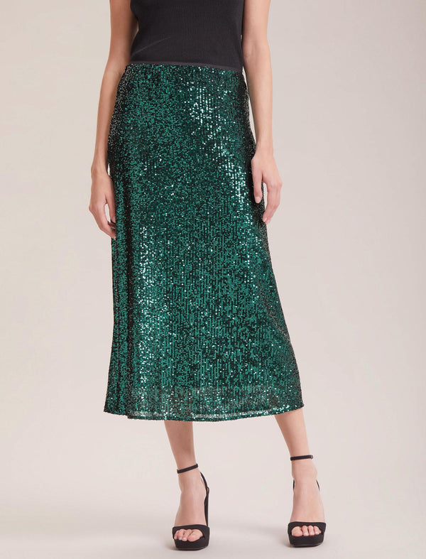 Scarlett Sequin Maxi Skirt - Dark Green