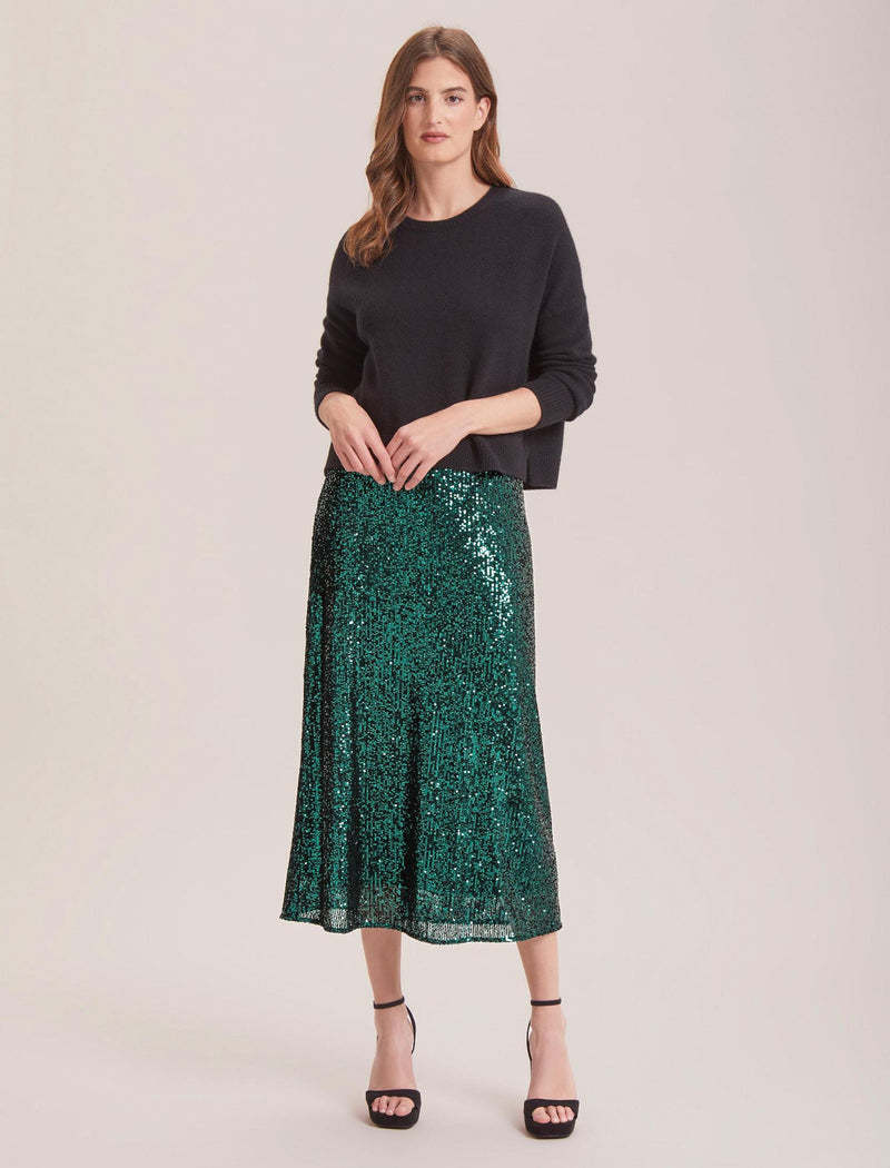 Scarlett Sequin Maxi Skirt - Dark Green
