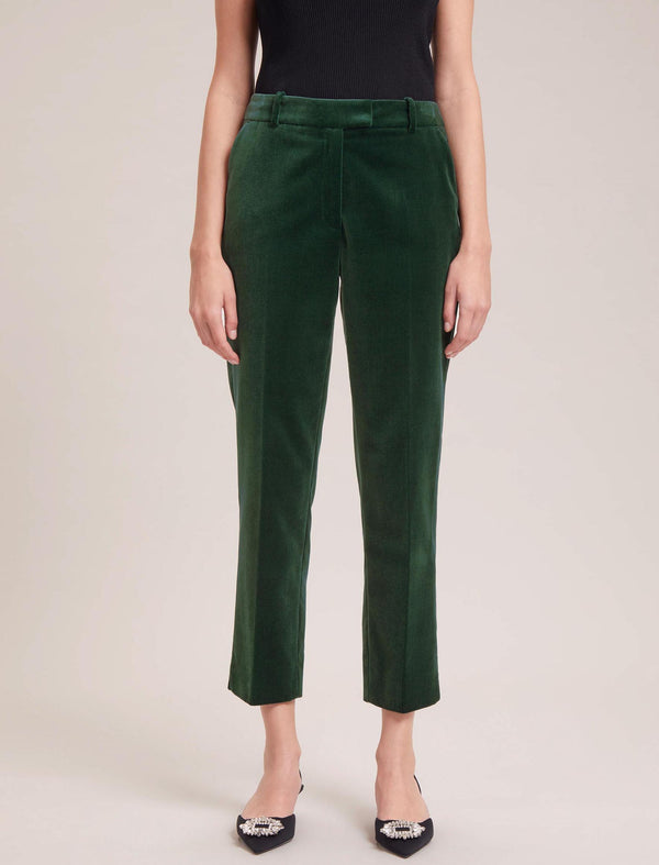 Tatum Velvet Tapered Trouser - Forest Green