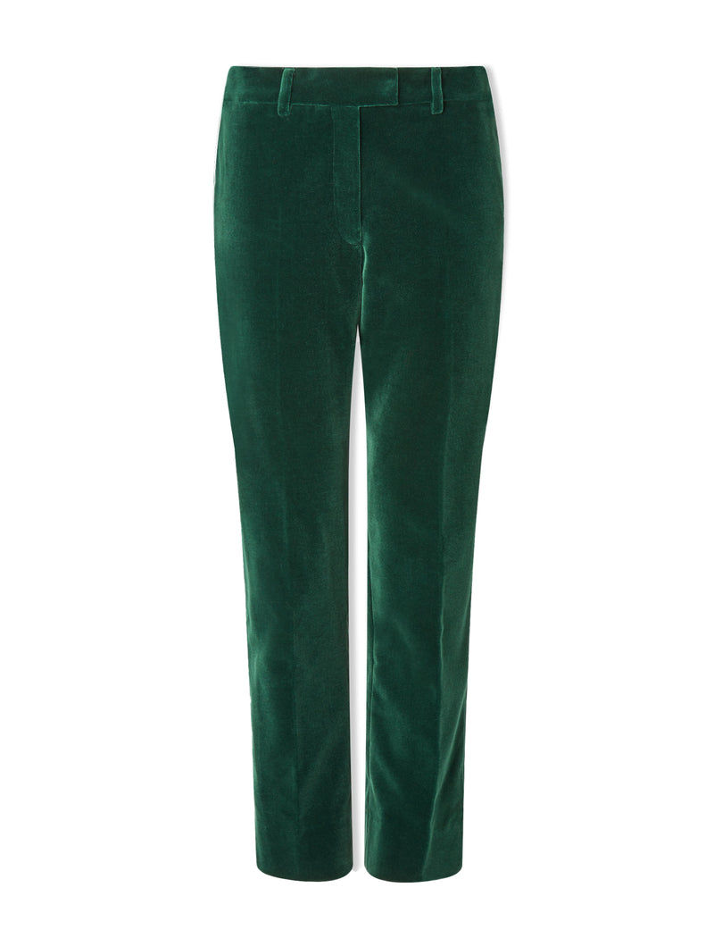 Tatum Velvet Tapered Trouser - Forest Green