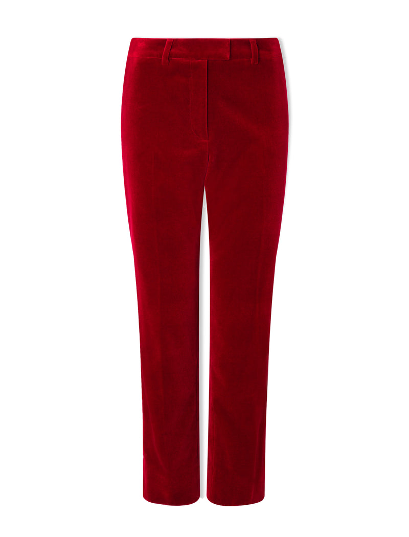 Tatum Velvet Tapered Trouser - Red