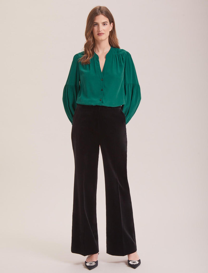 Taylor Velvet Wide Leg Trouser in Black
