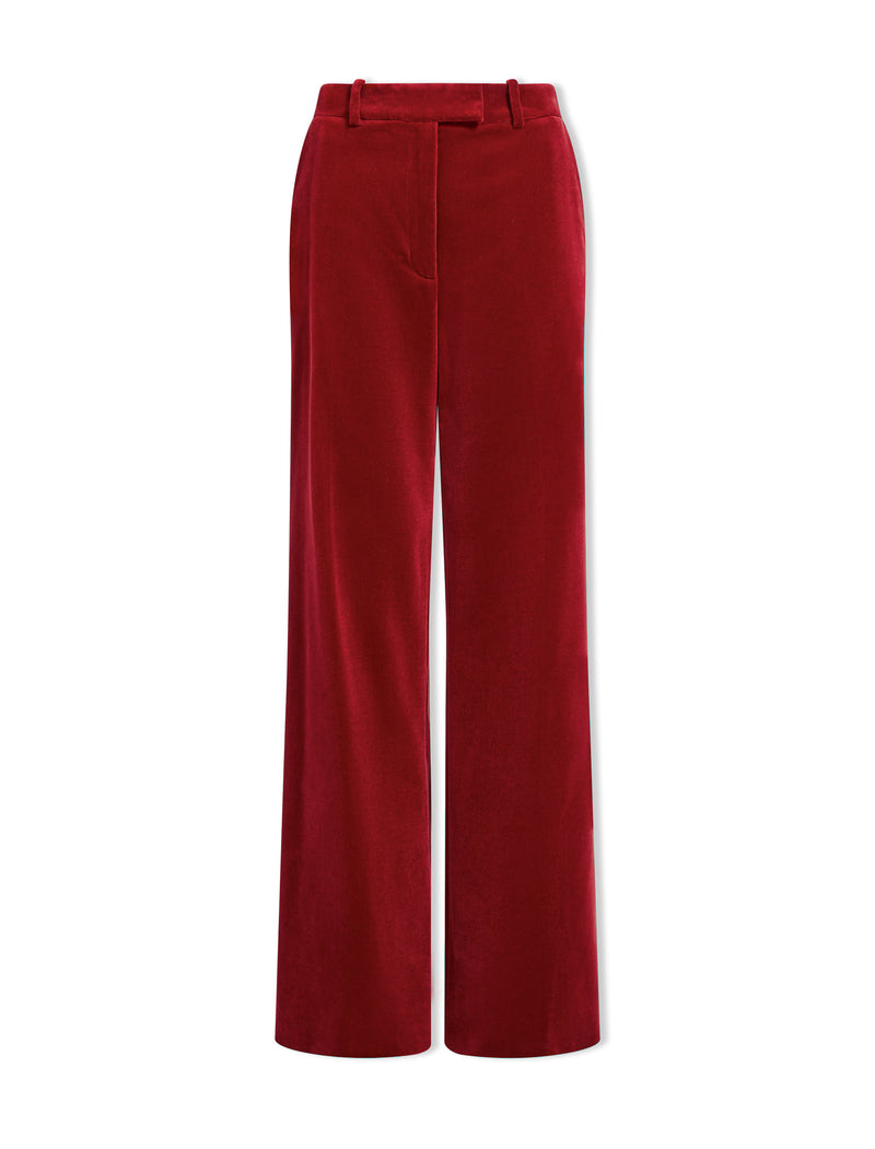 Taylor Velvet Wide Leg Trouser - Red